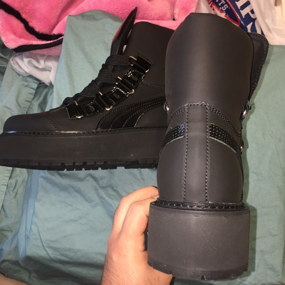 Puma Fenty SB Black Eyelet Rihanna Boots - Picture 4 of 8